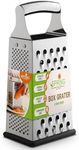 Spring Chef Box Grater, Stainless Steel with 4 Sides, Best for Parmesan Cheese, Vegetables, Ginger, Large Size