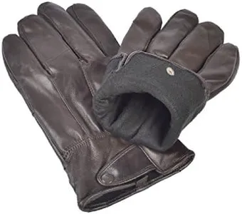 REED Men's Genuine Leather Warm Lined Driving Gloves - Touchscreen Texting Compatible (3XL, Brown)