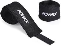 POWRX Set of 2 Hand Wraps - Professional Black Hand Protection Support - Custom-Designed for Boxing, Kickboxing, MMA, Enhanced Comfort, Wrist Support, and Knuckle Protection - Inner Boxing Gloves