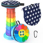 ALEVMOOM Telescoping Stool with Cushion,Collapsible Retractable Stool More Sturdy Capacity 440Ib,Portable Camping Stools Adjustable Folding Stool for Garden Fishing Hiking Mountain BBQ with Bag