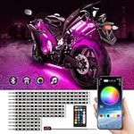 12pcs Motorcycle underglow LED Light Kit, RGB Motorcycle LED Interior Strip Lights with Music Mode, Multicolor Brake Light Function Waterproof Motorcycle Accessories - Wireless APP Control, DC 12V