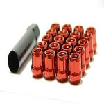MUTEKI 31885R Series Chrome Red 12mm x 1.25mm Open End Lightweight Spline Drive Lug Nut Set with Key, (Set of 20)