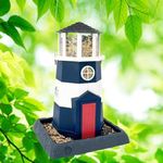 North States Village Collection Large Nautical Lighthouse Bird Feeder: Easy Fill. Hanging or Pole Mount. Bird Feeders for Outdoors. Made in USA. 8 lb. Seed Capacity (9.5" x 10.25" x 14.5", Navy/Red)