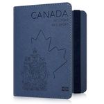 RSAquar Passport Holder for Women and Men, Premium Leather Travel Passport Wallet Passport Cover, Blue