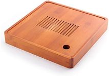 Square Mini Bamboo Chinese Tea Tray - Japanese Tea Serving Tray, Small Gongfu Tea Table Set with Reservoir Type Water Storage Box