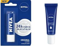 Nivea Original Care & Essential Lip Balm 49 Original, Multicolor,2 Piece Set