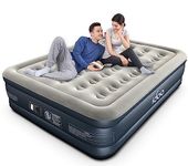iDOO 18" Double Air Mattress with Built in Pump, Inflatable Mattress 3-Min Self Inflation & Deflation, Blow up Mattress for Home Camping & Travel, Comfort, Portable Full Air Mattress
