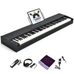 COSTWAY 88-Key Digital Piano Keyboard, Full Size Weighted Keyboards with Music Stand, Bluetooth, MIDI, Sustain Pedal, Headphone and Piano Cover, Electric Pianos for Beginner, Kids, Adult (Black)