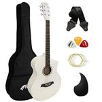 TIGER ACG3-WH Full Size Acoustic Guitar Package - Beginners Guitar Pack with Gig Bag, Strap and Spare Strings - White - Now with 6 Months Free Lessons Included