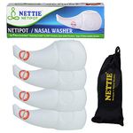 NETTIE Neti Pot |Food grade material, 300ml capacity, BPA Free, free carry pouch, ergonomic Nasal Irrigation for Effective Relief of Sinusitis, Allergies and Cold Symptoms jalaneti pot – Pack of 2