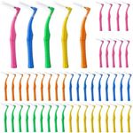ACSKD 50 Count L Shaped Interdental Brushes, 5 Colors Braces Flossers, Gentle Toothpick Brush for Braces, Tight Spaces, Family Oral Care