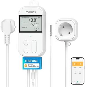 Meross Prise Thermostat Connectée, 16A 3680W Régulateur de Température WiFi pour Chauffage et Refroidissement, Compatible avec HomeKit, Alexa et Google Home, Commande Vocale et Contrôle à Distance