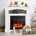 ORALNER 32” Electric Fireplace with Mantel, Package Wooden Firebox Surround Freestanding Fireplace Insert Heater w/ 3 Flame Effects, Remote & 6H Timer, Overheat Protection, 1400W (White)