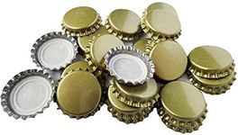 TRIXES 100PC Gold Metal 25mm Bottle Caps Crown Home Brew Lid Toppers