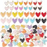 PH PandaHall 64pcs 8 Colors Heart Charms, 2 Sizes Alloy Enamel Heart Pendants 9x8/16x15mm Love Heart Beads Dangle Charms Colorful Valentine Charms for Bracelets Earring Necklace Jewellery DIY Crafts