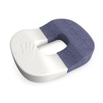 CareFoam Memory Foam Donut Pillow for Tailbone Pain-Coccyx Seat Cushion for Chair-Hemorrhoid & Piles Pillow | Orthopedic Coccyx Ring Pillow | 18 x 14 x 3 Inch | Premium Blue Washable Outer Cover