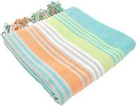 InfuseZen Turkish Bath & Beach Towel – Colorful Striped Design - 100% Organic Turkish Cotton - Soft, Lightweight, Absorbent Peshtemal, Quick Dry, Sand Free – for Pool, Gym, Throw, Travel - Mint
