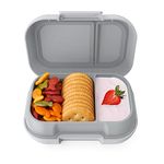 Bentgo Kids Snack - 2 Compartment Leak-Proof Bento-Style Food Storage for Snacks and Small Meals, Easy-Open Latch, Dishwasher Safe, and BPA-Free - Ideal for Ages 3+ (Gray)