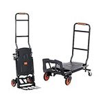 VEVOR Aluminum Hand Truck, 2 in 1, 300 lbs Load Capacity, Heavy Duty Industrial Convertible Folding Hand Truck and Dolly, Utility Cart Converts from Hand Truck to Platform Cart with Rubber Wheels