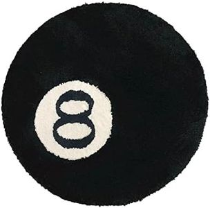 8 Ball Rug Black Area Rug Billiard Pool Eight Ball Carpet, Non-Slip Flocking Floor Rug Doormat for Living Dining Room Children's Bedroom Decor, 3 Sizes