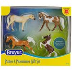 Breyer Bandai Pintos And Palominos Gift Set 4 Pinto And Palomino Stablemates 10cm 1:32 Scale Horse Toys In A Variety Of Patterns Plastic Animal Figures Make Horse Gifts For Girls And Boys