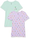 Amazon Essentials Disney | Marvel | Star Wars | Princess Women's Classic-Fit Short-Sleeve V-Neck T-Shirt, Pack of 2, Minnie Faces, S