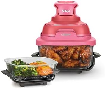 Ninja CRISPi Tragbare Heißluftfritteuse, 3,8 l & 1,4 l, 4-in-1: Heißluftfrittieren, Braten, Warmhalten, Aufknuspern, kompakt, 6 Portionen, 2 Glasbehälter & Deckel, 1700 W, Kirschrot FN101EUDR