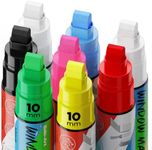 Car Window Markers for Glass Washable, 8 Jumbo Liquid Chalk Markers with 10mm Wide Tips & 3 in 1 Nib, Window Paint Chalk Markers for Glass, Chalkboard, Menu Board, Restaurant, Bistro, Grocery Store