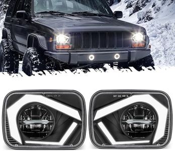 Partsam 2025 H6054 LED Headlights 7x6 5x7 Headlamp Hi/Low Sealed Beam Lights [DOT] [Start & End Animation] [Anti-glare] [DRL] [Sequential Turn Signal] Compatible with Cherokee XJ Wrangler YJ D21 etc