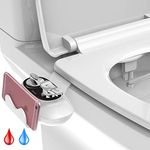 Bidet,Soosi Ultra Slim Self Cleaning Dual Nozzle (Frontal Rear/Feminine Wash) hot and Cold Water Bidet Toilet Seat Attachment Non-Electric Bidets Toilet Adjustable Water Pressure &Temperature