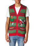 Blizzard Bay Men's Santa Motorcycle Cardi Vest Ugly Xmas, Red/Green Combo, L