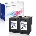 BJ Remanufactured Ink Cartridges Replacement for HP 63 63XL High Yield Compatible with HP DeskJet 1110 2130 2132 HP Envy 4512 4516 4520 HP OfficeJet 4650 4655 5255 5258(2 Black)