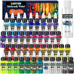 X ARTY HUB Airbrush Paint - 42 Colors with 4.05 Fl Oz Thinner, Iridescent, Neon and Metallic Air Brush Paints Acrylic Ready to Spray, Water-Based Painting Set for Artists Beginners