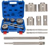 XDOVET 9PCS Concrete Hole Saw Kits with 2 Drill Bits and SDS Plus & Max Shank Hole Saw Tool Set for Concrete Cement Brick Stone Wall Drilling Kit Size 30 40 65 80 100 MM