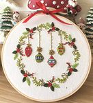 Embroidery Kit Christmas Ornaments Leaf Wreath Awesocrafts Full Range of Embroidery Starter Kits for Beginners Adults Kids DIY Handmade Easy Patterns (Ornaments)