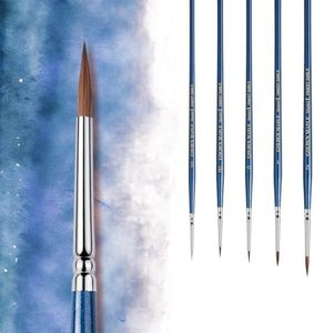Kolinsky Sable Brushes, Golden Maple Miniature Paint Brushes Natural Hair Professional Pointed Round Brush for Model Painting, Watercolor Details, Acrylic Gouache Inks Painting, Size 2 1 0 00 5/0