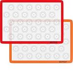 HOTPOP Silicone Baking Mats 0.75mm, Non-Stick Silicone Sheet for Bake Pans & Rolling with Outlines for Pastries - Macaron/Pastry/Cookie/Bun/Bread Making (2 Half Size)