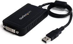 StarTech.com USB to DVI Adapter - 1920x1200 - External Video & Graphics Card - Dual Monitor Display Adapter - Supports Windows (USB2DVIE3) Black