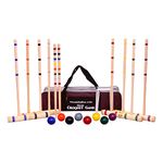 AmishToyBox.com Deluxe 8-Player Croquet Game Set with Duffel Carry Bag (Four 28"/Four 32" Handles)