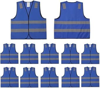 Lavori-AK Blue Safety Vests 10 Pack - Reflective High Visibility Construction ANSI Class 2 Work Vests for Men,Woman,Hi Vis Mesh and Neon Silver Strip