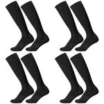 FRIUSATE 4 Pairs Black Kids Football Socks, Football Socks Knee High Long Socks Long Breathable Socks Hockey Socks Rugby Socks for Outdoor Sports, Aged 5-12 Years