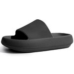 GETOEU Cloud Slides for Women Platforms Pillow Slides House Slippers Slip Resistant Shower Shoes Woman Slide Sandals Black 7 US