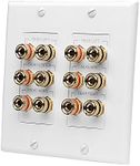 OSD Audio WP12 12 Terminal 5.1 Speaker Decora Binding Post Wall Plate (White)