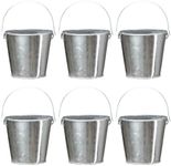 TAKMA Galvanized Tin Metal Buckets with Handle - 6 Pack 4.3 Inch Iron Pail, Easter Bucket,Pencil Holder and Flower Pots,Craft Supply Holders for Events,School Storage and Party. (Silver, 4.3" Top)