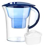 Water Filter Pitcher for Tap and Drinking Water with 1 Standard Filter Water Dispenser Reduces PFAS PFOA/PFOS Fluoride Chlorine and More BPA Free Blue (2.5L)