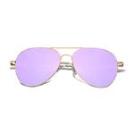 SOJOS Classic Aviator Sunglasses for Women Men Metal Frame Spring Hinges SJ1030,Gold/Purple