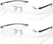 Qi Song Rimless Lightweight Readers Ultra Comfort Quality Glasses for Reading Men and Women+1.0+1.5+2.0+2.5+3.0+3.5+4.0 (2 Paris(2x Black), 2.0)