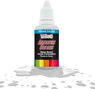 U.S. Art Supply Ready to Spray Opaque White Acrylic Airbrush Paint - 1oz Bottle, Professional Grade Non-Toxic Water-Based Colors for Vibrant & Permanent Results