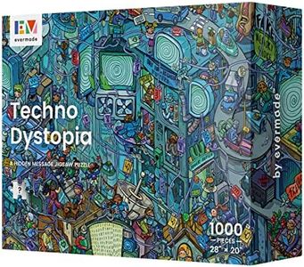 Evermade Techno Dystopia - A Hidden Message Mystery Jigsaw Puzzle for Adults - 1000 Pieces, Beautifully Detailed 20'' x 28'' Frameable Art