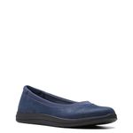 Clarks CloudSteppers Women's Breeze Ayla Ballet Flat, Navy Synthetic, 10 Wide US